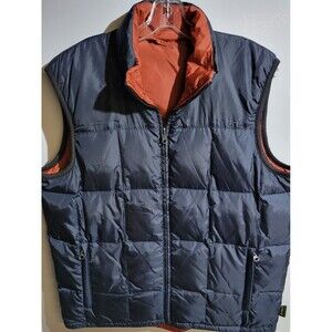Eddie Bauer Men’s Reversible Goose Down Logo Navy/Orange Vest M